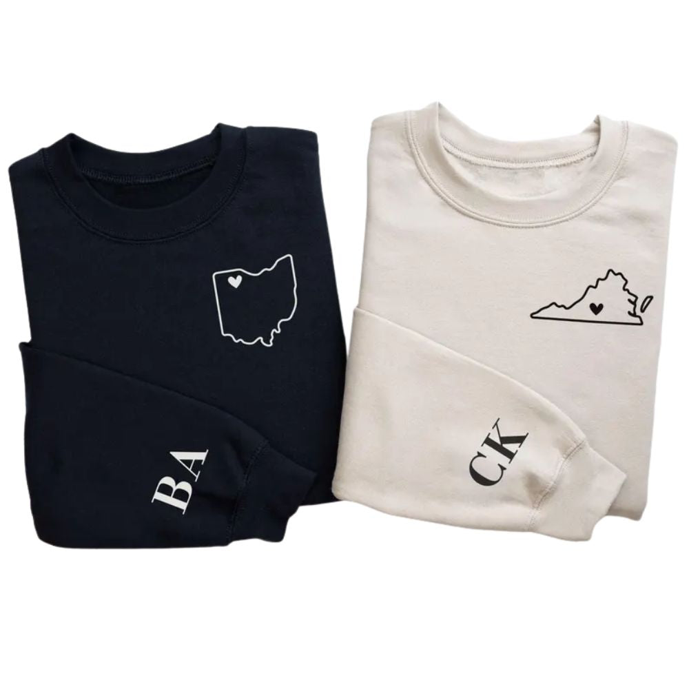 Custom Long Distance Relationship Couple Sweatshirt, Custom Long Distance Valentine Sweatshirt 2D0832