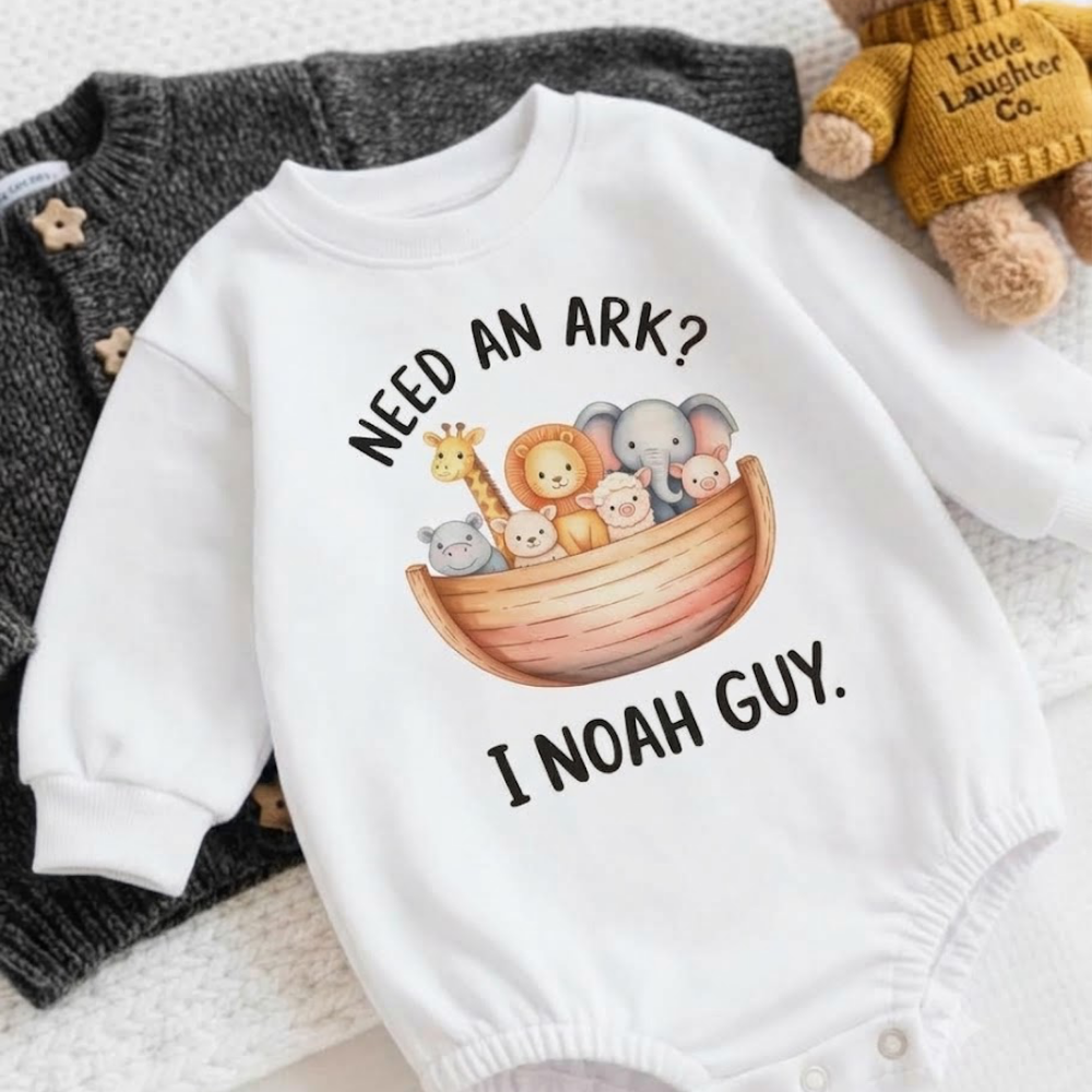 Need An Ark I Noah Guy Baby Romper Sweatshirt, Christian Baby Romper Sweatshirt BB0142