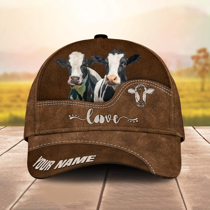 Holstein Love Leather Pattern Customized Name Cap CA0134