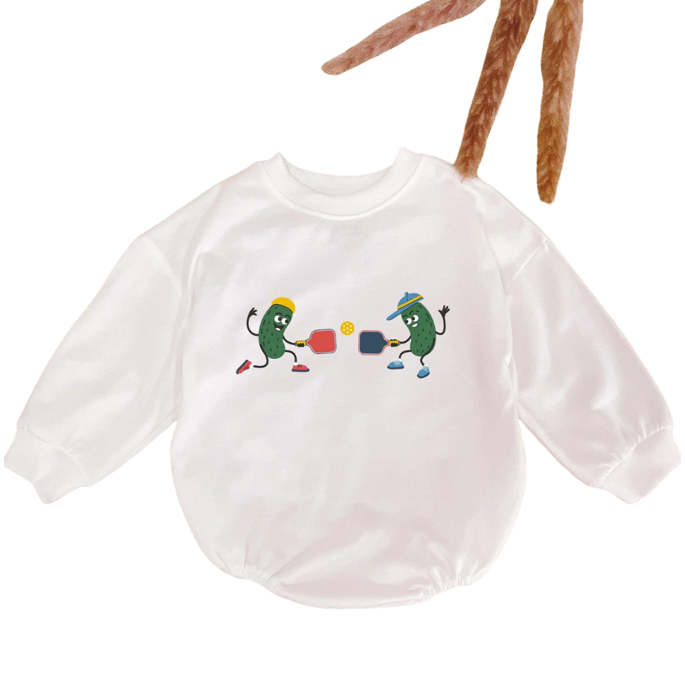 Pickle Plating Pickleball Baby Romper Sweatshirt, Funny Pickleball Romper Sweatshirt For Baby BB0539