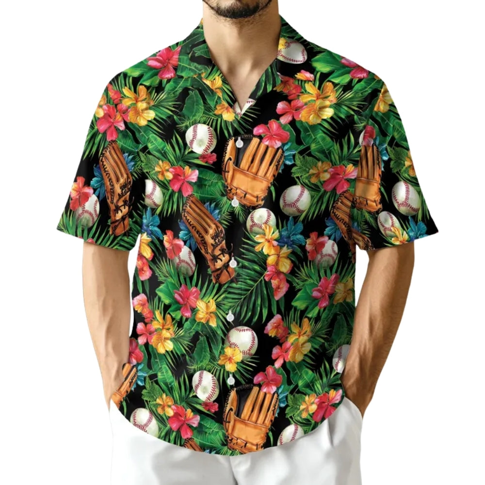 Baseball Tropical Hawaiian Shirt Men Women, Baseball Aloha Hawaiian Shirt HE0508