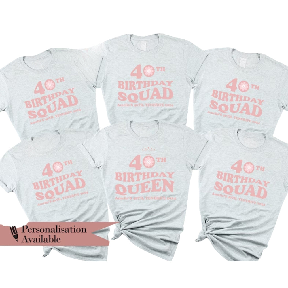 Personalized 40th Birthday Queen Matching T Shirt, Custom Birthday Crew Matching Shirts ET0861