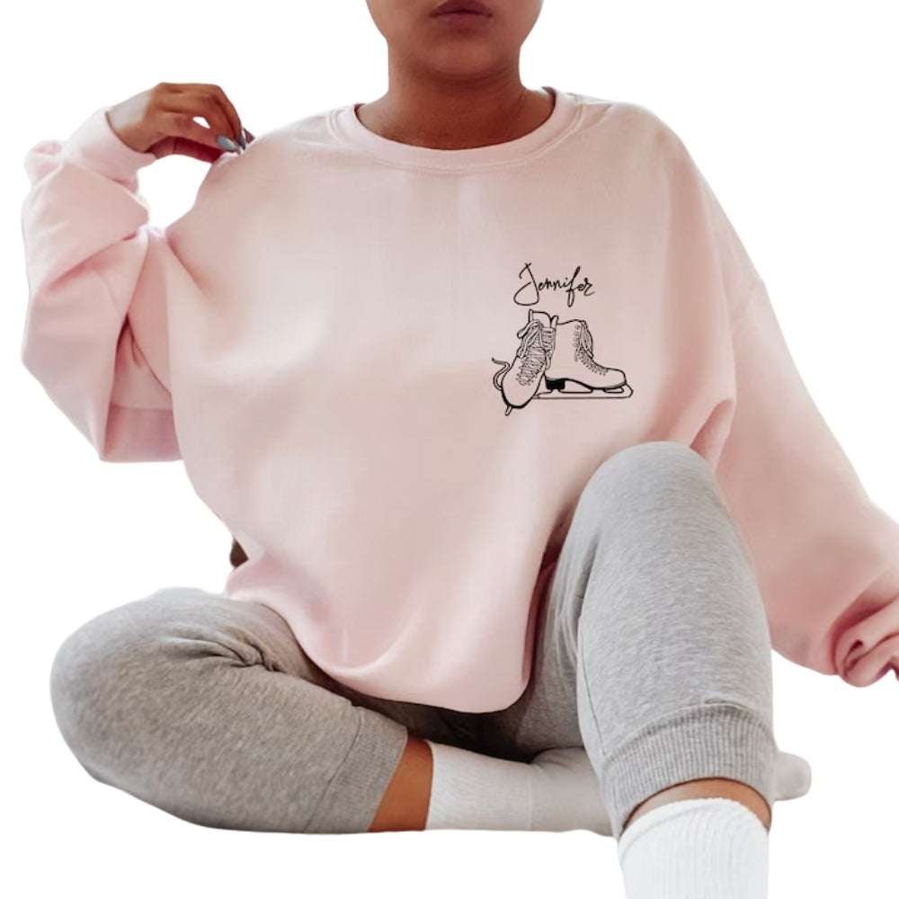 Custom Ice Skating Sweatshirt With Name, Women's Custom Skating Sweatshirt 2D0792