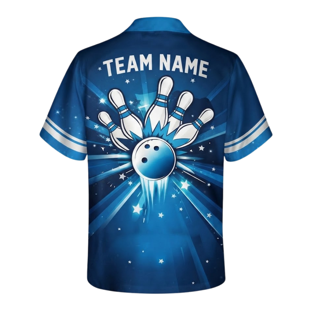 Custom Team Blue Bowling Hawaiian Shirt For Men, Custom Bowling Shirts BZ0533