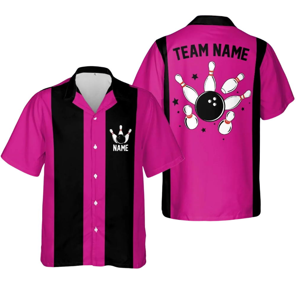Custom Vintage Black Green Bowling Hawaiian Shirt Men, Custom Vintage Team Bowling Shirt BE0230