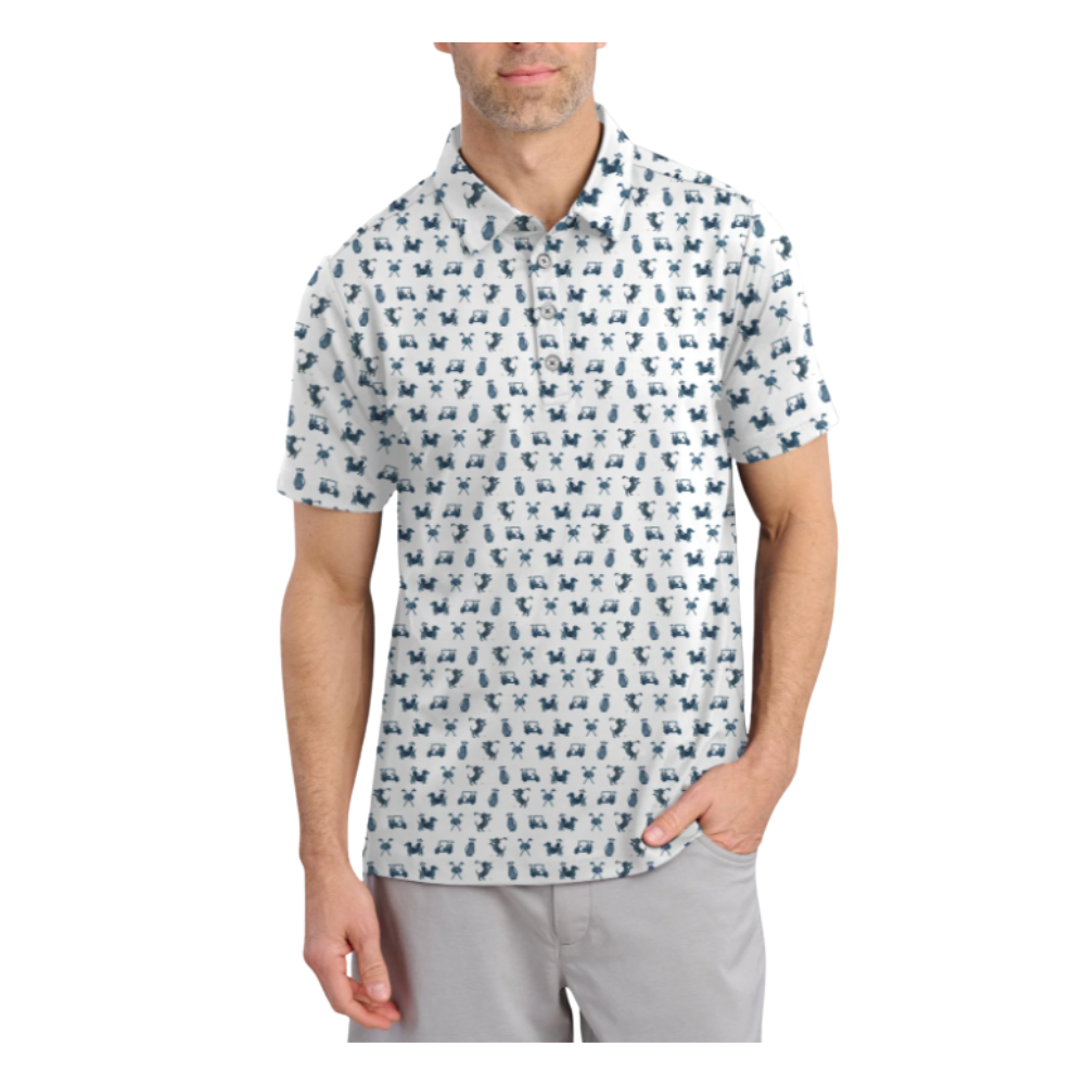 Men's Dachshund Golf Polo Shirt Blue And White, Dachshund Golf Shirts GZ0266