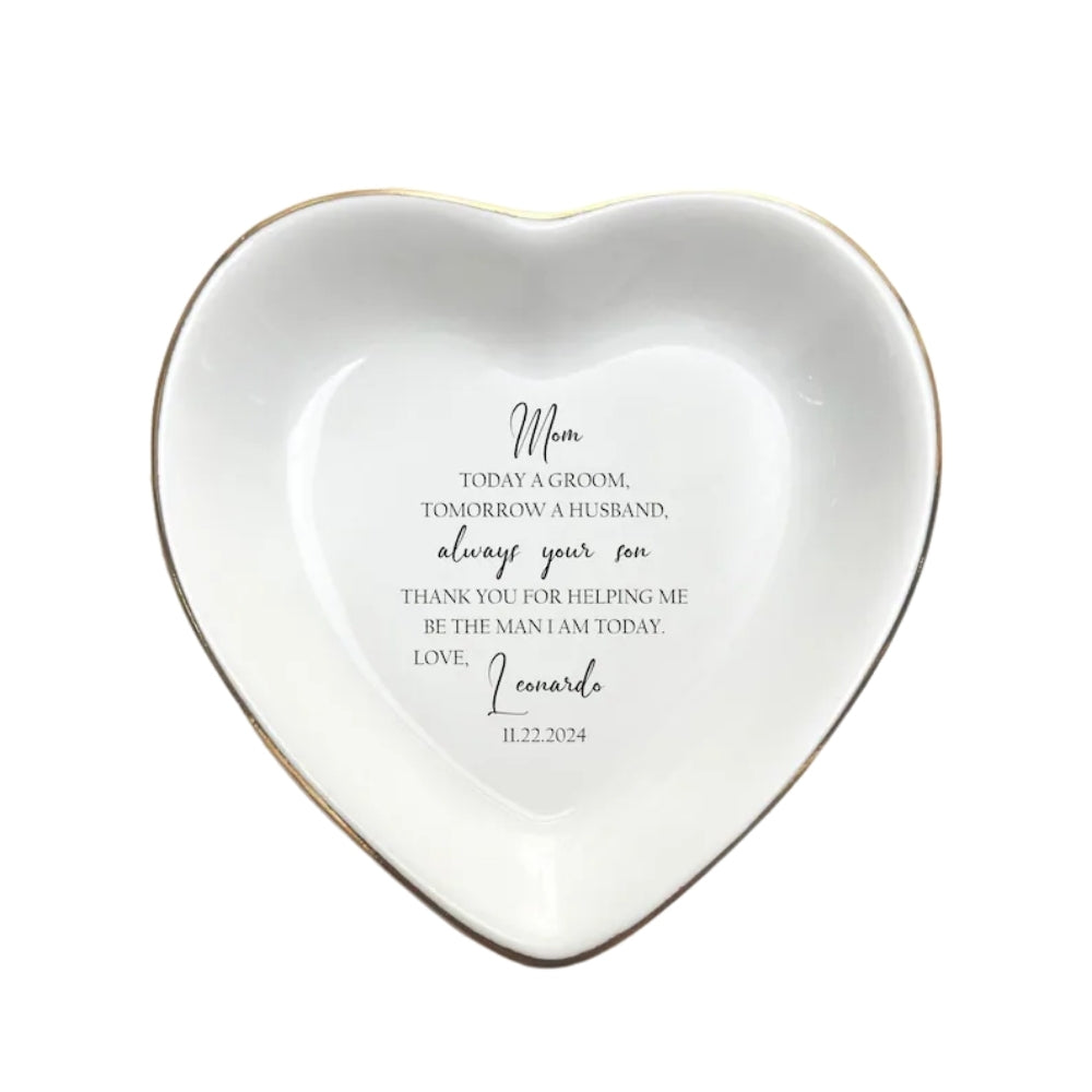 Today A Groom Forever Your Son Custom Wedding Ring Dish For Mother of Groom, Personalized Mother of Groom Jewelry Dish from Son WD0135