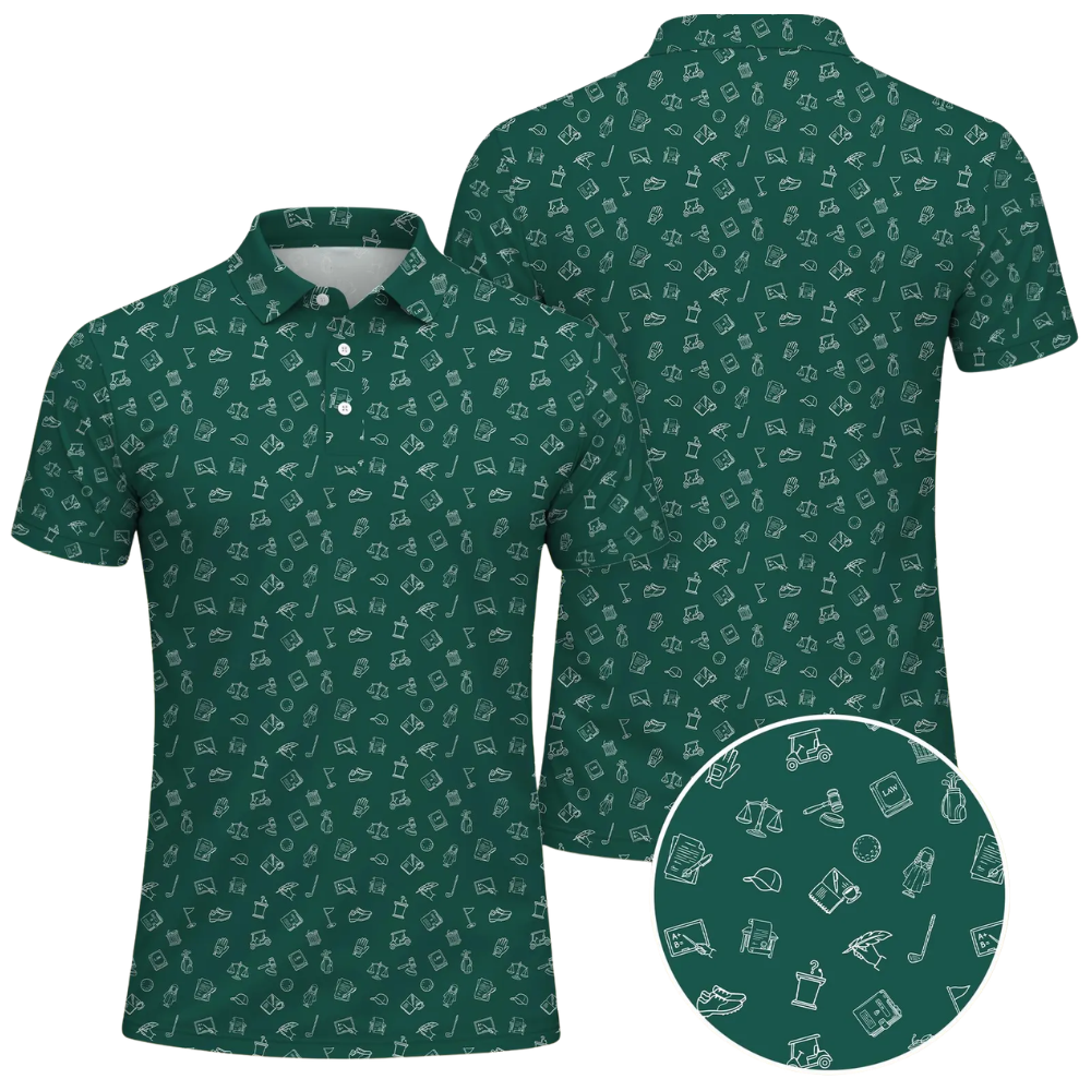 Lawyer Pattern Blue Golf Polo Shirt For Men, Golf Shirts For Lawyer GE0515