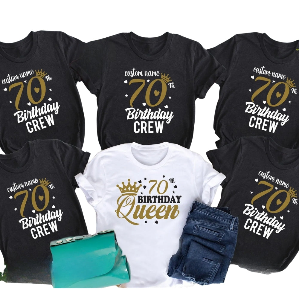 Personalized 70th Birthday Queen Matching Family T Shirts, Custom 70th Birthday Matching Shirts For Family ET0376