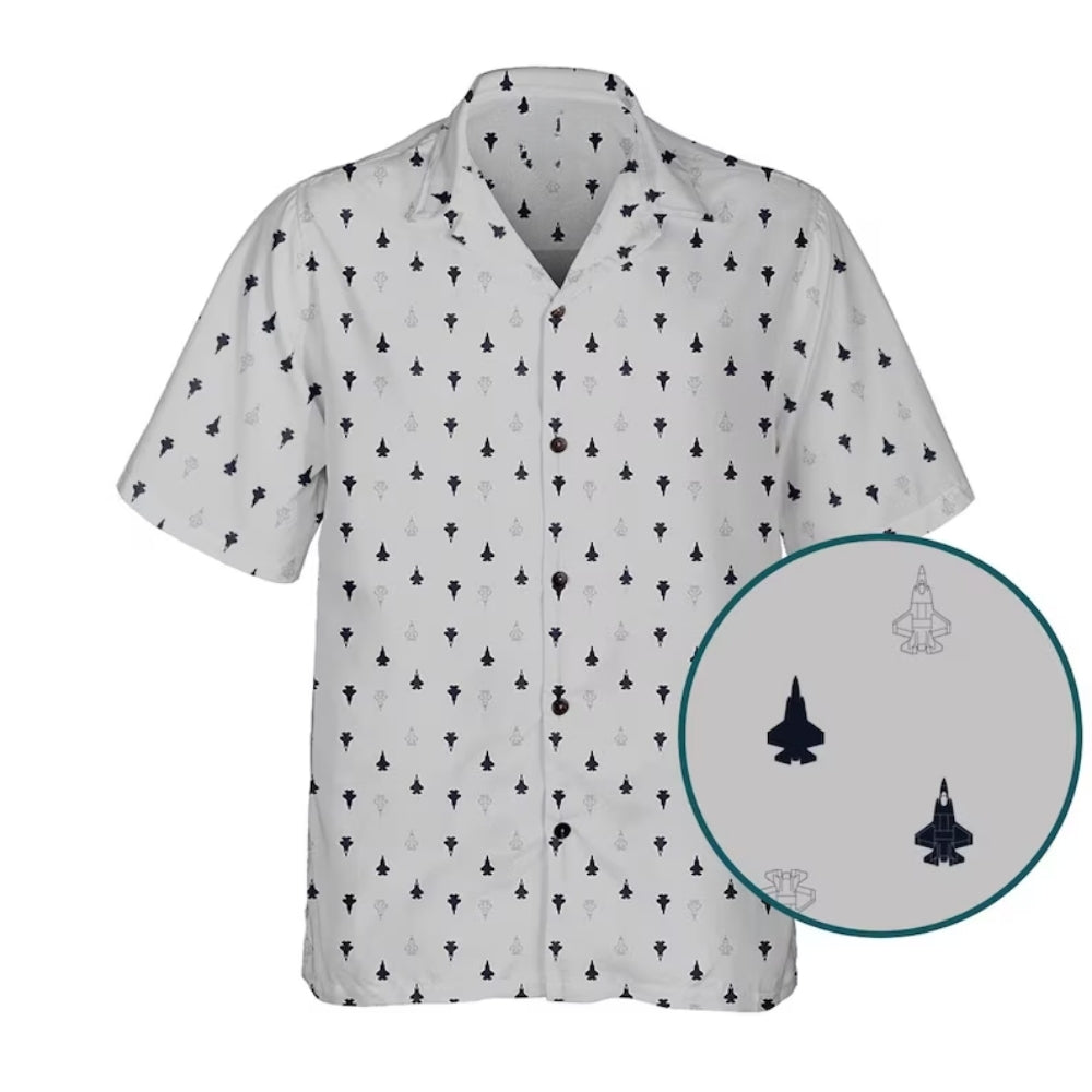 Military Fighter Plane Men's Hawaiian Shirts White Black, Aircraft Hawaiian Shirts For Veteran HE0181