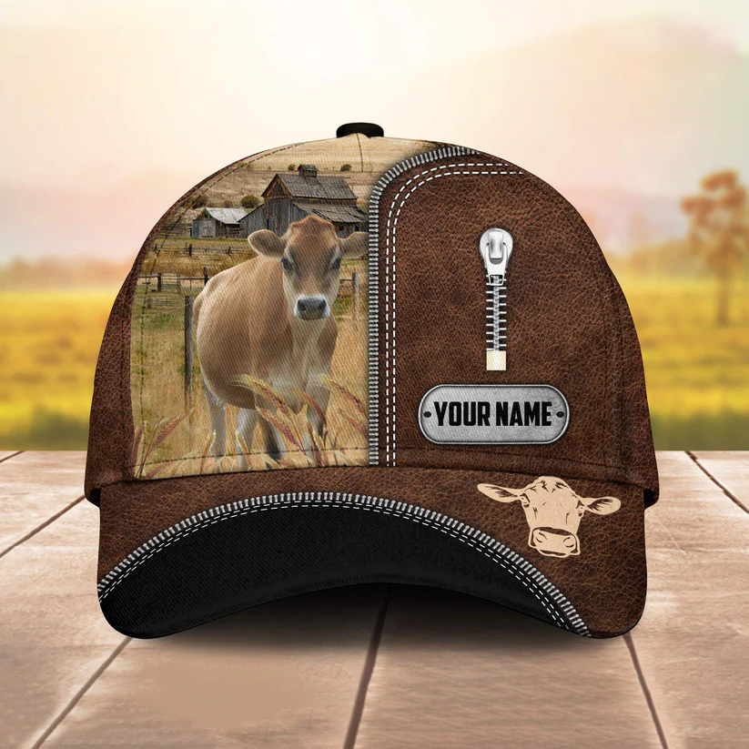 Jersey Leather Zip Pattern Customized Name Cap CA0125