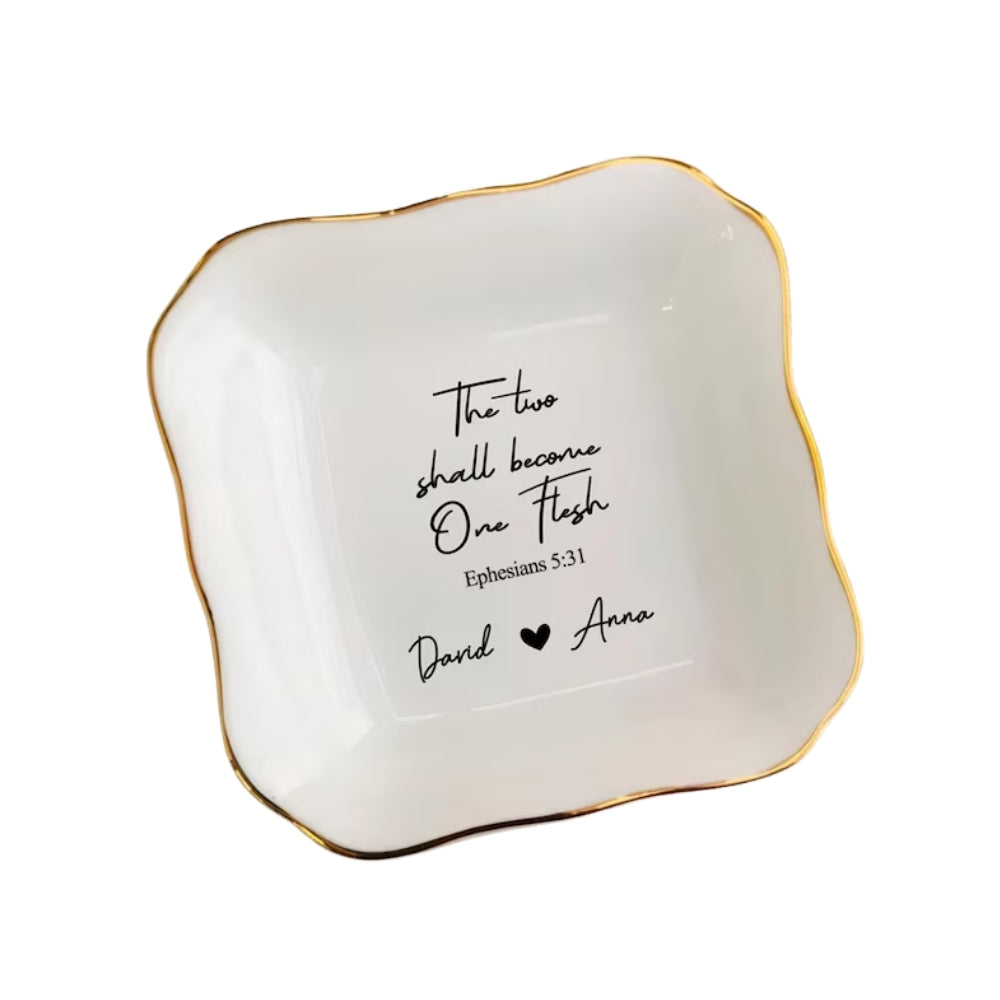 Personalized Bible Verse Ephesians 5:31 Engagement Ring Dish, Personalized Christian Engagement Jewelry Dish WD0136