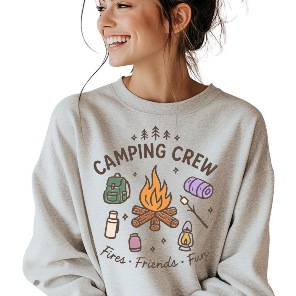 Camping Crew Matching Cousin Sweatshirt Fires Friends Fun, Camp Vacation Family Sweatshirts ET1577