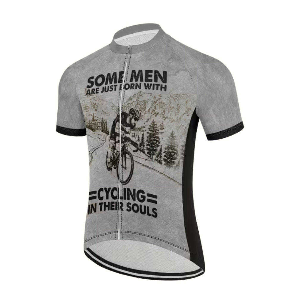 Some Men Are Just Born With Cycling In Their Souls Cycling Short Sleeve Jersey Mens, Funny Cycling Jersey For Mens CZ0084