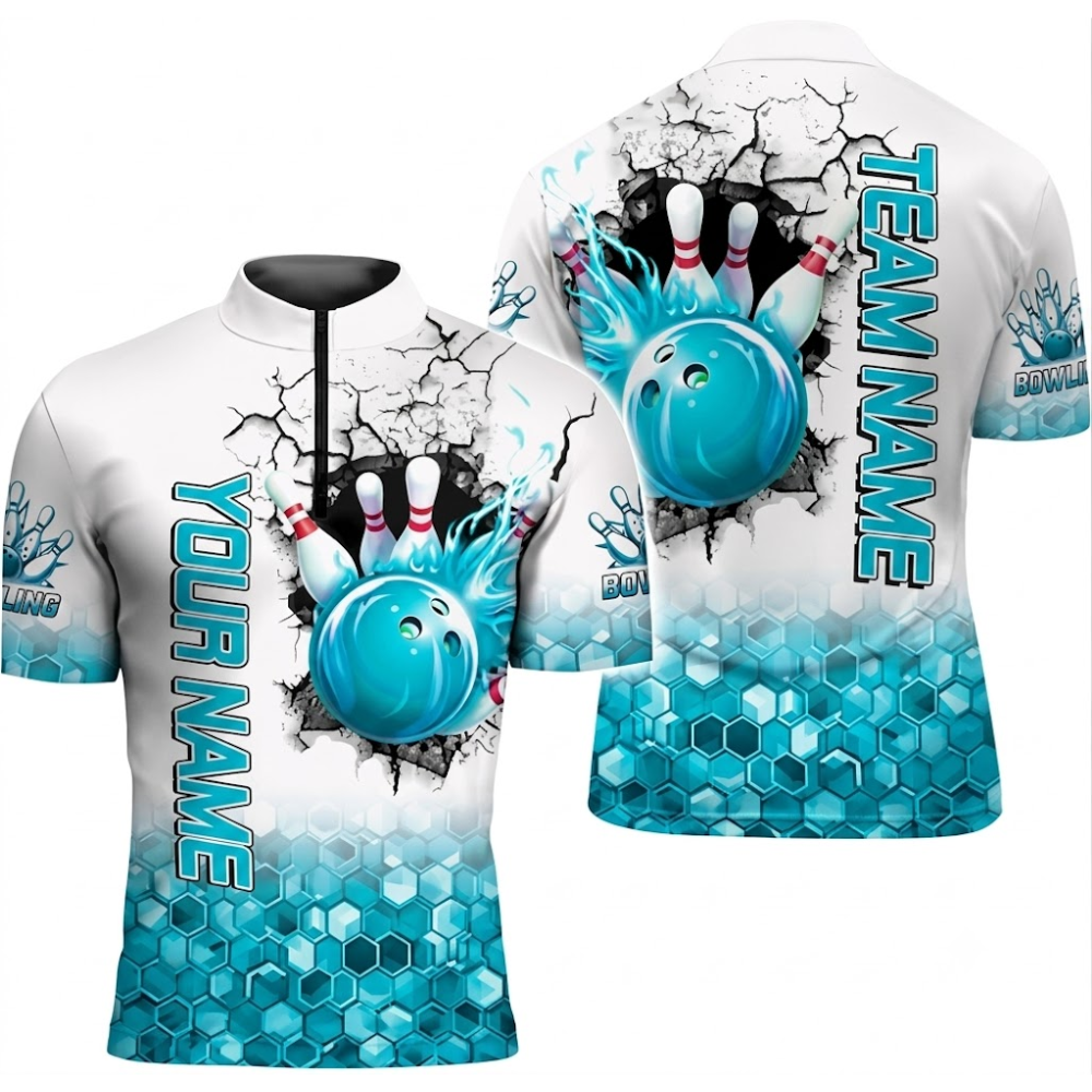 Purple And White Custom Team Bowling Jersey For Men, Custom Bowling Shirt BZ0847
