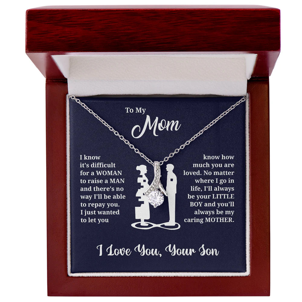 To My Mom Necklace I know it's difficult for a Woman raise a Man Love Knot Necklace Love, Son MI0066