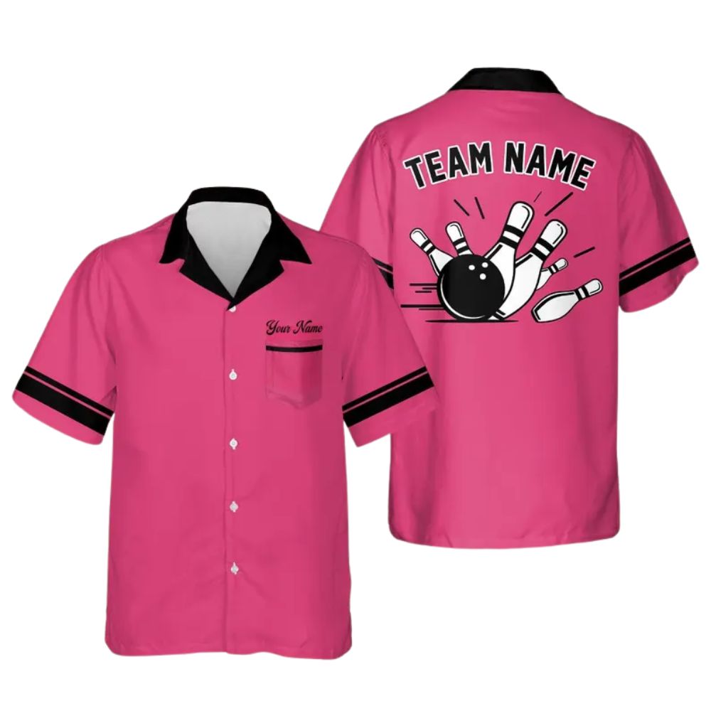 Custom Light Blue Hawaiian Bowling Team Shirts For Men And Women, Custom Bowling Team Shirts BE0089