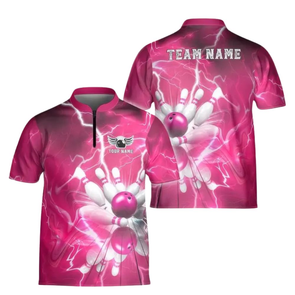 Custom Mens Thunder Blue Bowling Jerseys Shirt, Custom Thunder Bowling Team Shirts BE0090