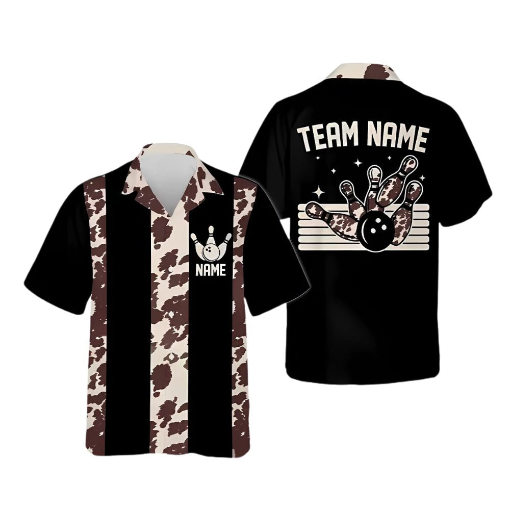Custom Leopard Hawaiian Bowling Team Shirt For Men Women, Custom Leopard Bowling Shirt BE0092