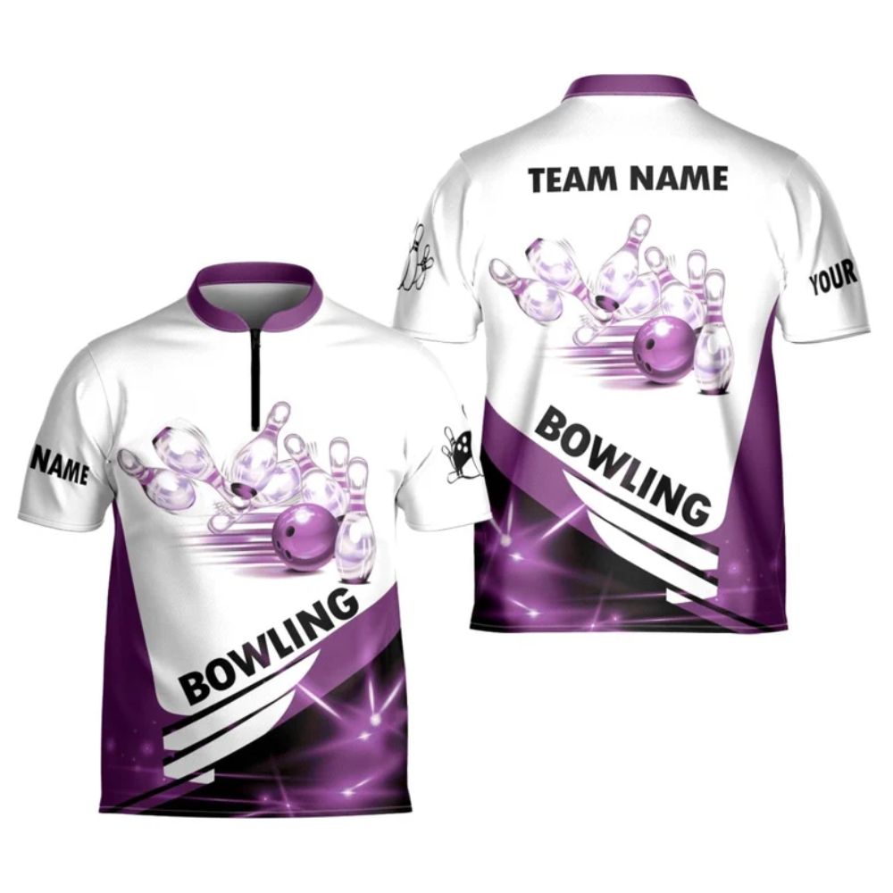 Custom Team White And Orange Mens Bowling Jerseys, Custom Bowling Shirts BE0102