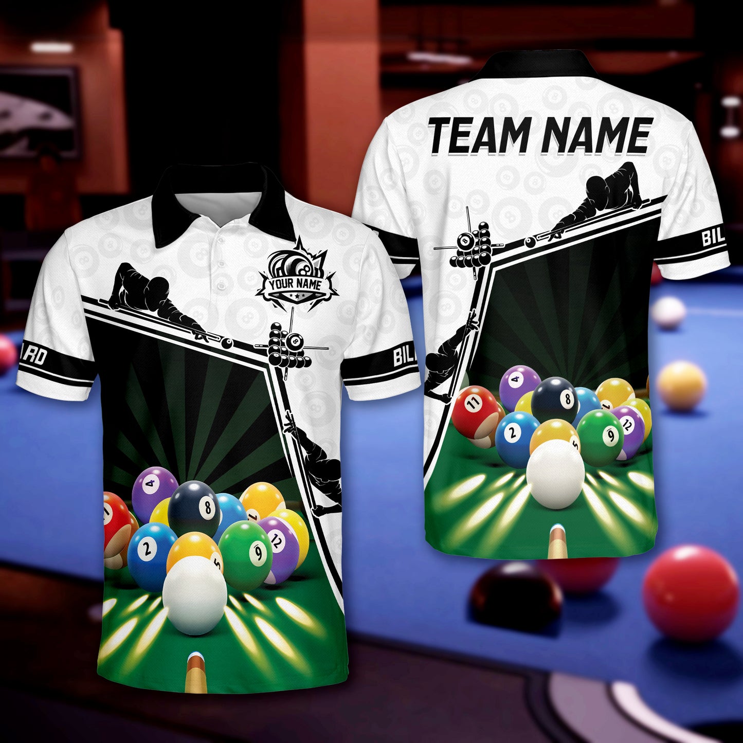 Custom Team Billiards Polo Shirts For Men, Custom Billiard Shirts BIA0832