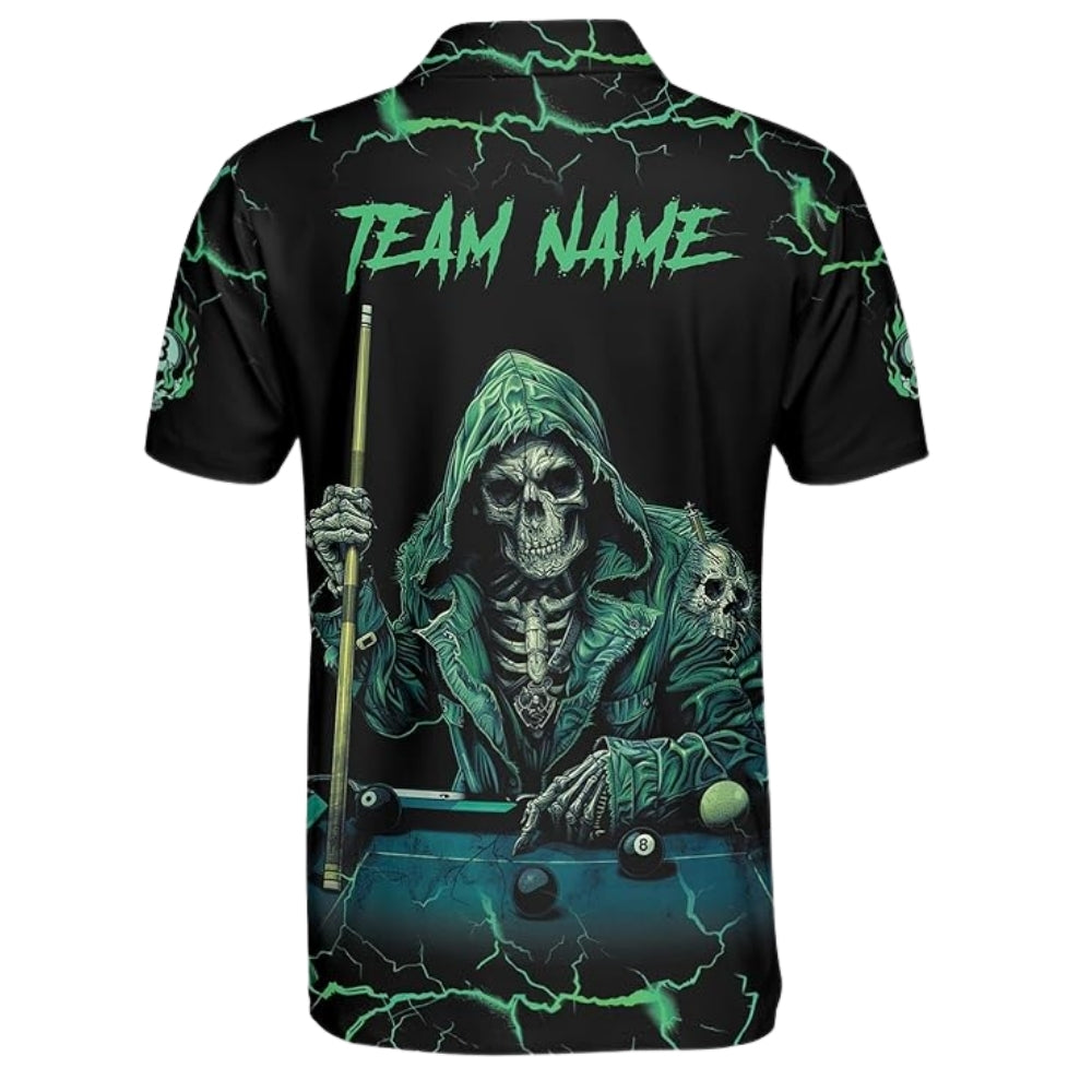 Custom Skull Billiard Polo Shirt For Men, Custom Skull Billiards Team Shirts BIZ0014