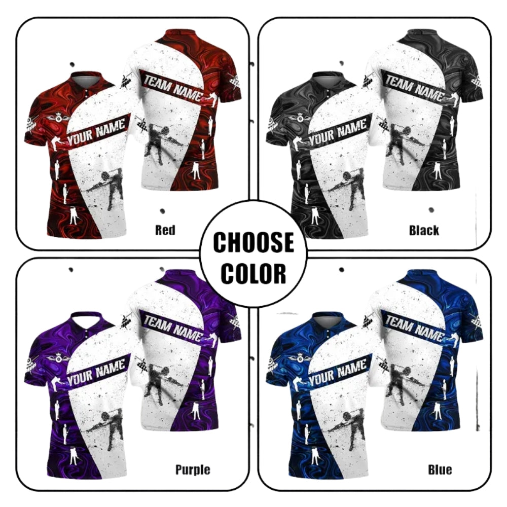 Custom Team Purple And White Billiard Polo Shirt For Men, Custom Billiards Shirts BIZ0024