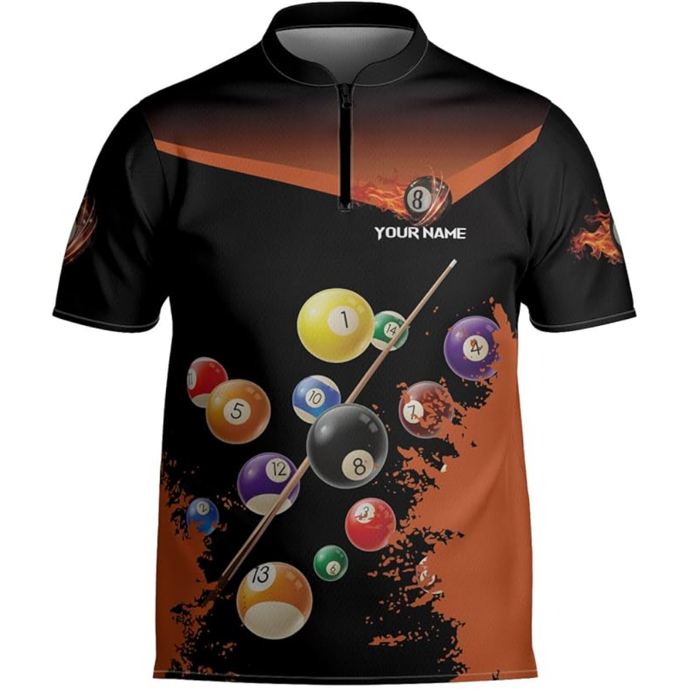 Custom Pool Jersey Team Shirts For Men, Custom Black Pink Pool Billiard Shirts BIZ0102