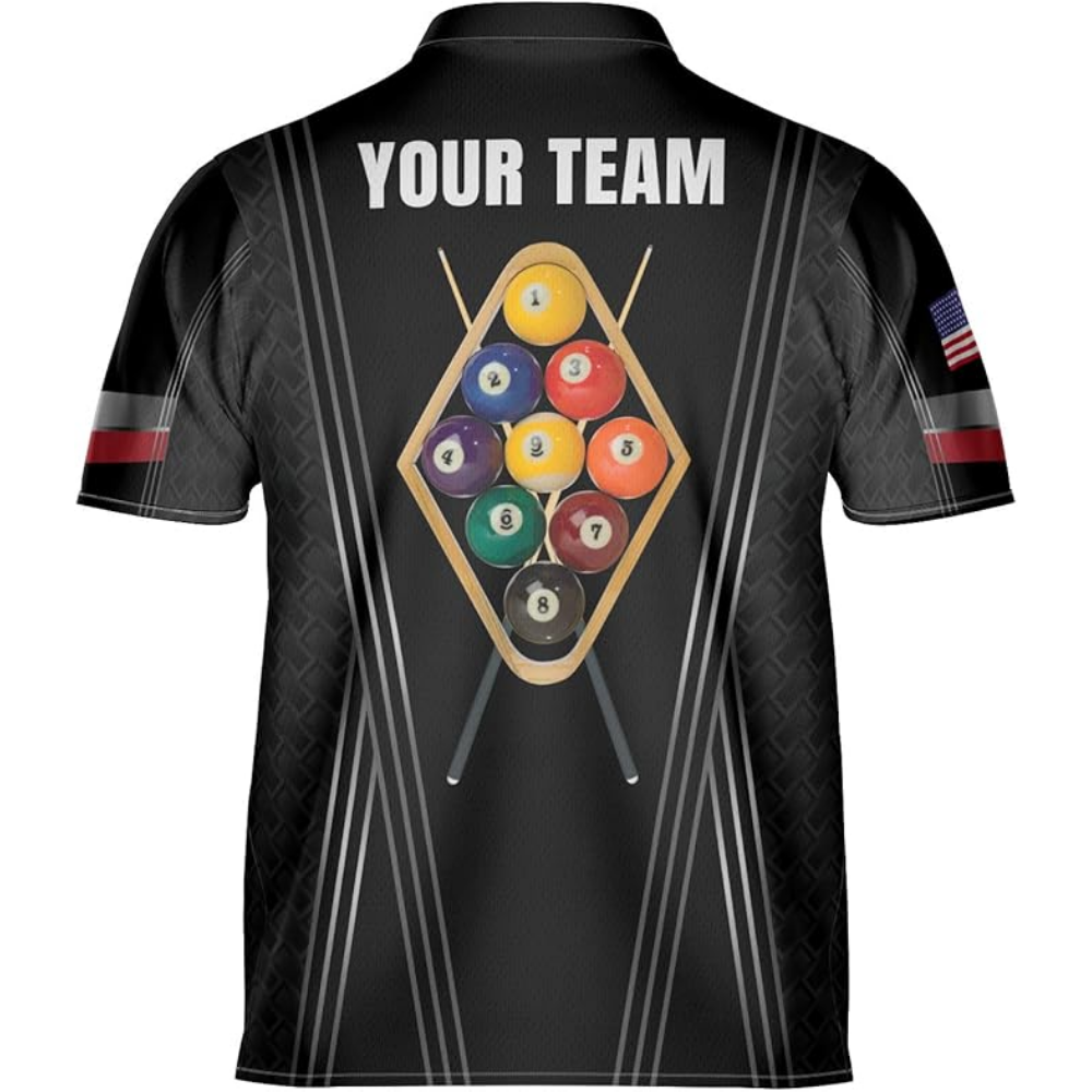 Custom Billiard Team Jersey Shirts For Men, Custom Black Pool Billiard Shirts BIZ0120