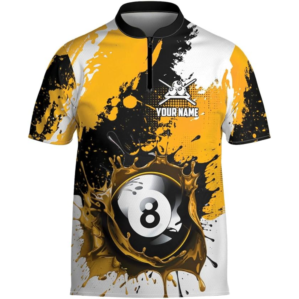 Custom White Green 8 Ball Billiard Men Jersey, Custom 8 Ball Pool Team Shirts BIZ0123