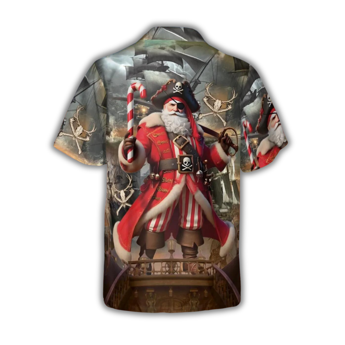 Pirate Santa Hawaiian Shirt For Men, Funny Christmas Hawaiian Shirt HE0846