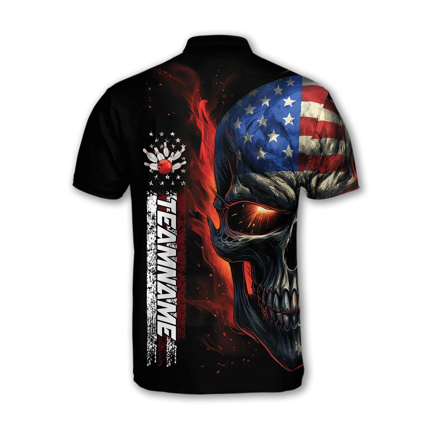 Custom Team American Skull Bowling Jerseys Shirt For Men, Custom Skull Bowling Shirts BZ0145
