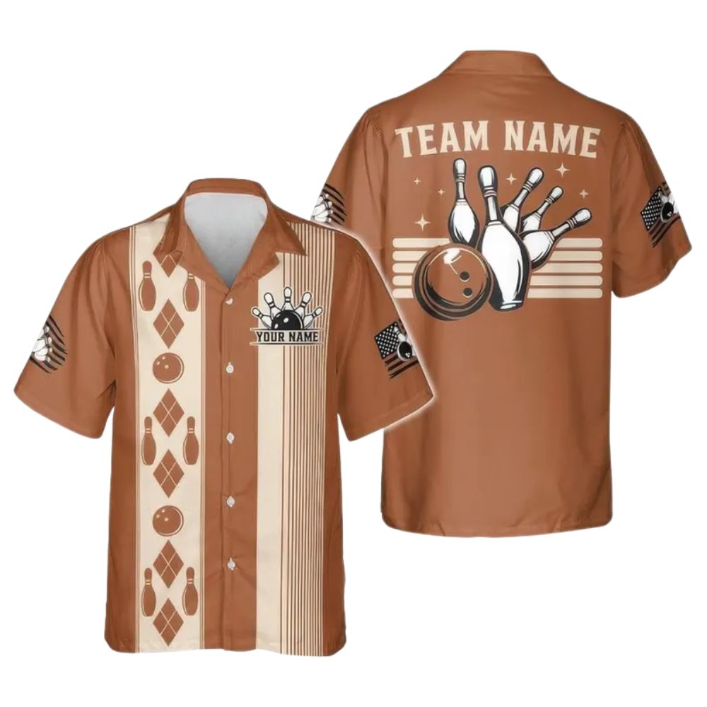 Custom Mens Retro Bowling Hawaiian Shirts Blue, Custom Retro Bowling Team Shirts BZ0268