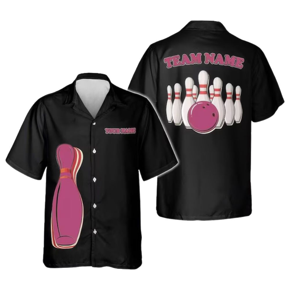 Custom Red Black Hawaiian Bowling Team Shirts For Men and Women, Custom Bowling Shirts BZ0271