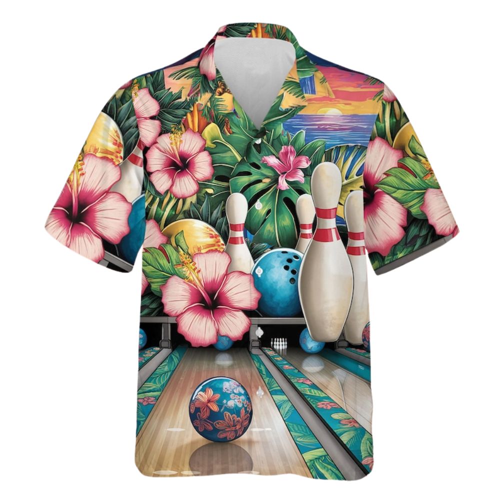 Custom Tropical Hawaiian Bowling Team Shirts For Men Women, Custom Tropical Bowling Shirt BZ0289