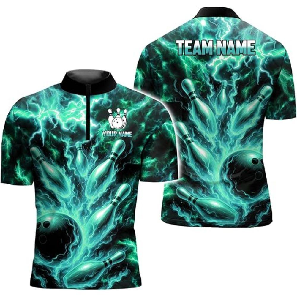 Custom Blue Thunder Bowling Team Jerseys Shirt Men, Custom Thunder Bowling Shirt BZ0316