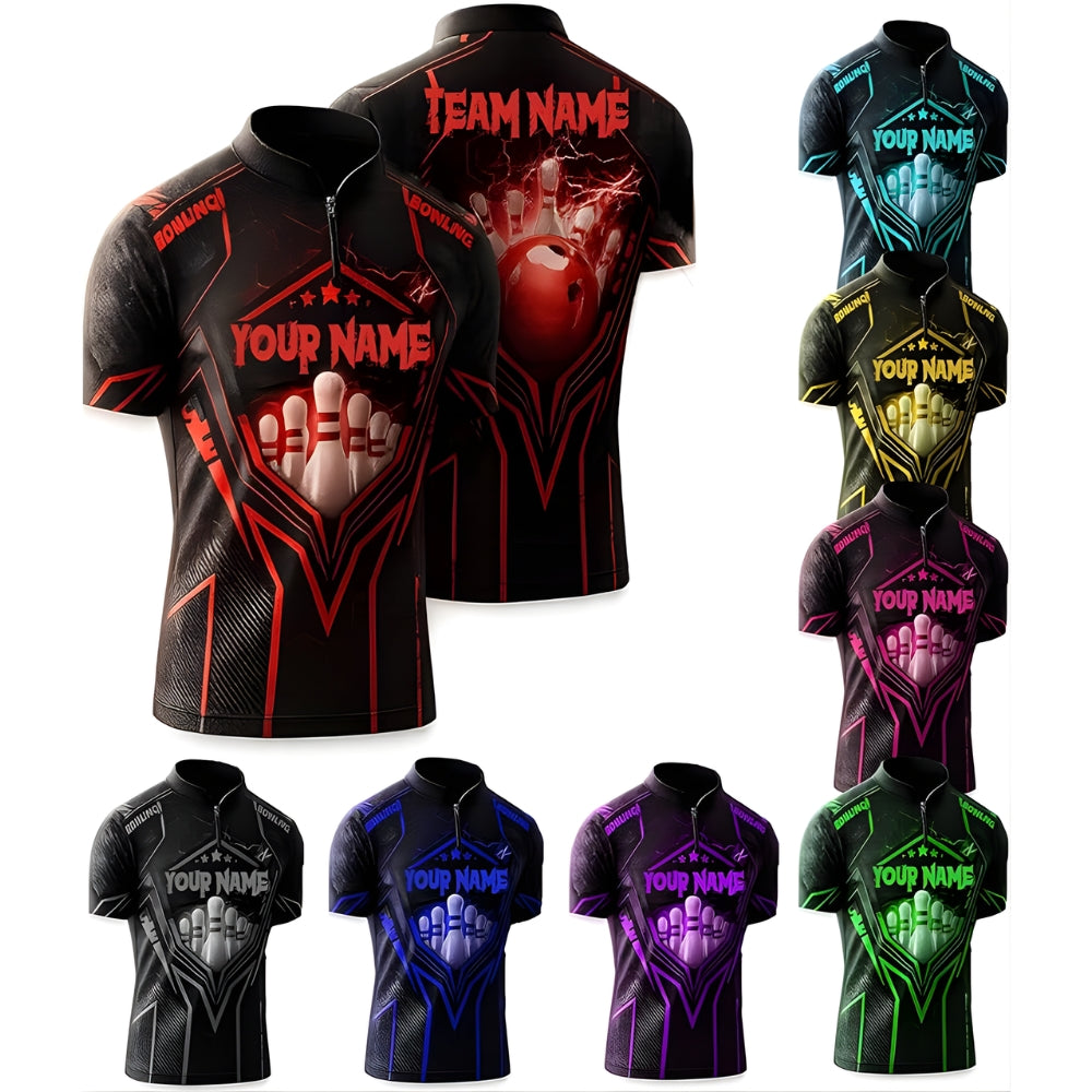 Custom Red Thudner Bowling Jersey Mens, Custom Bowling Team Shirts BZ0333