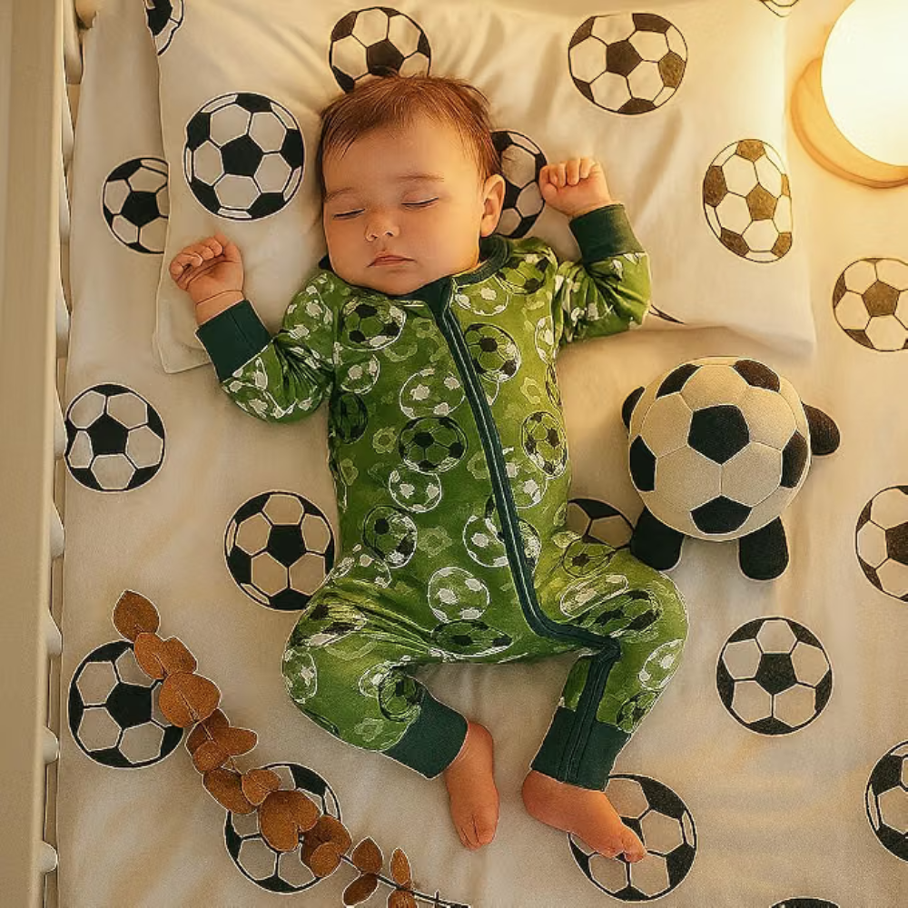 Green Soccer Baby Convertible Zipper Romper, Soccer Baby Romper Convertible BB0643