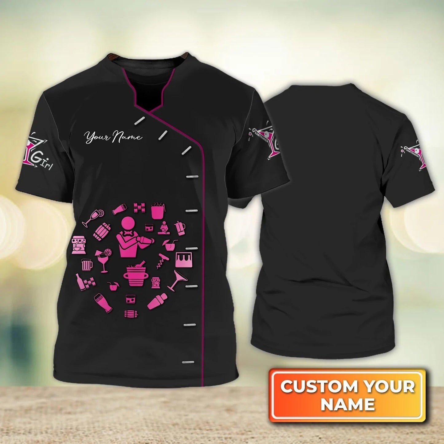 Personalized Women Bartender Shirt Bartender Uniform Female Bartender Gifts TO1365