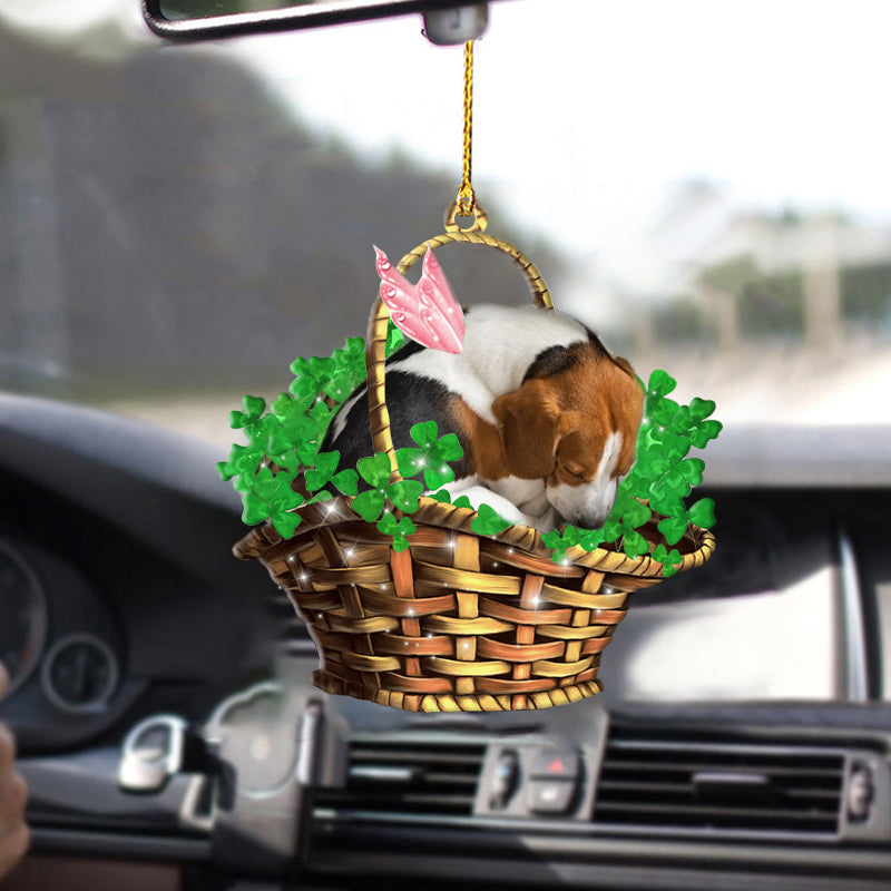Beagle Sleeping Lucky Fairy Two Sided Ornament For Car OO0306