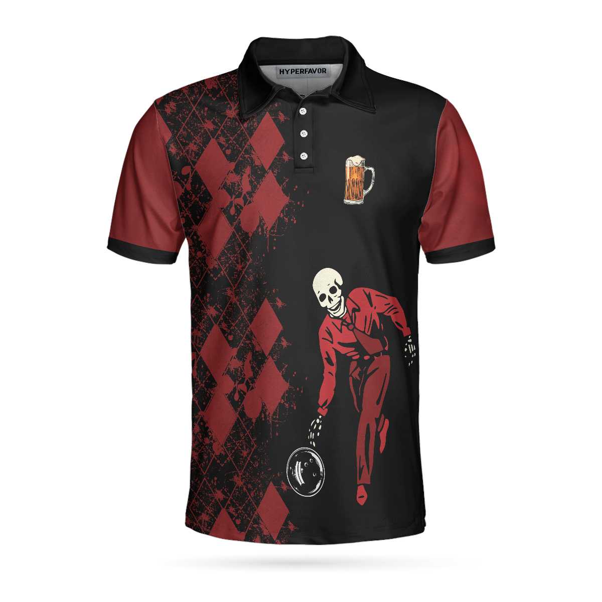 Bowling With A Chance Of Drinking Polo Shirt, Red And Black Bowling Shirt For Men, Bowling Beer Polo Shirt Lasfour SO0905