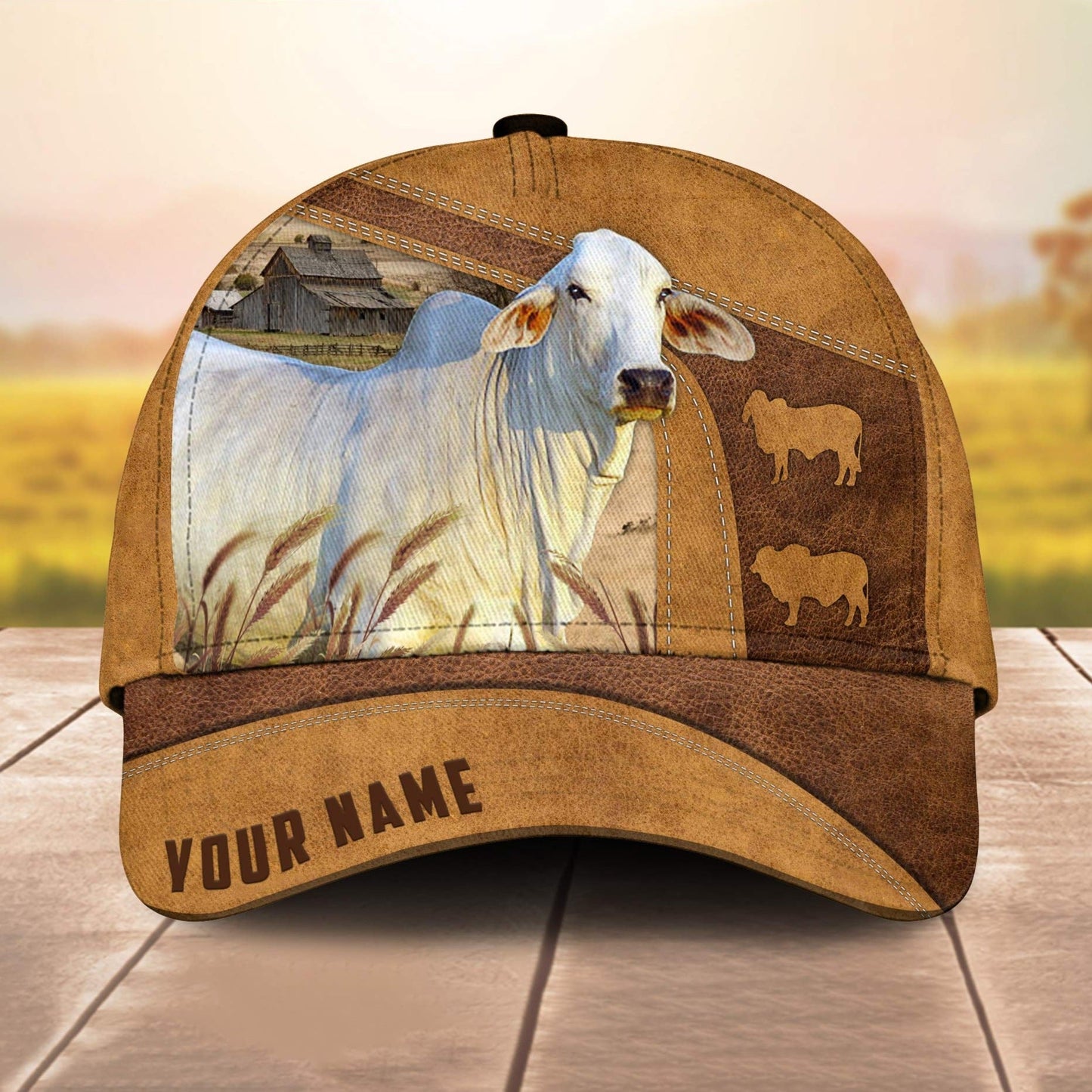 Custom Name Brahman Cale 3D Cap 3D All Over Print Baseball Cap, Cap For Farm Lovers, Animal Cap, Leather Pattern Cap CA3006