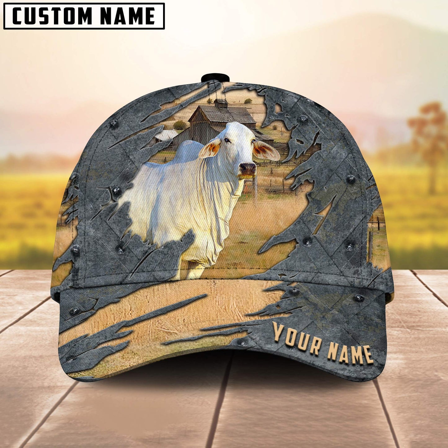 Brahman Customized Name 3D Cap 3D All Over Print Baseball Cap, Cap For Farm Lovers, Animal Cap, Leather Pattern Cap CA3213