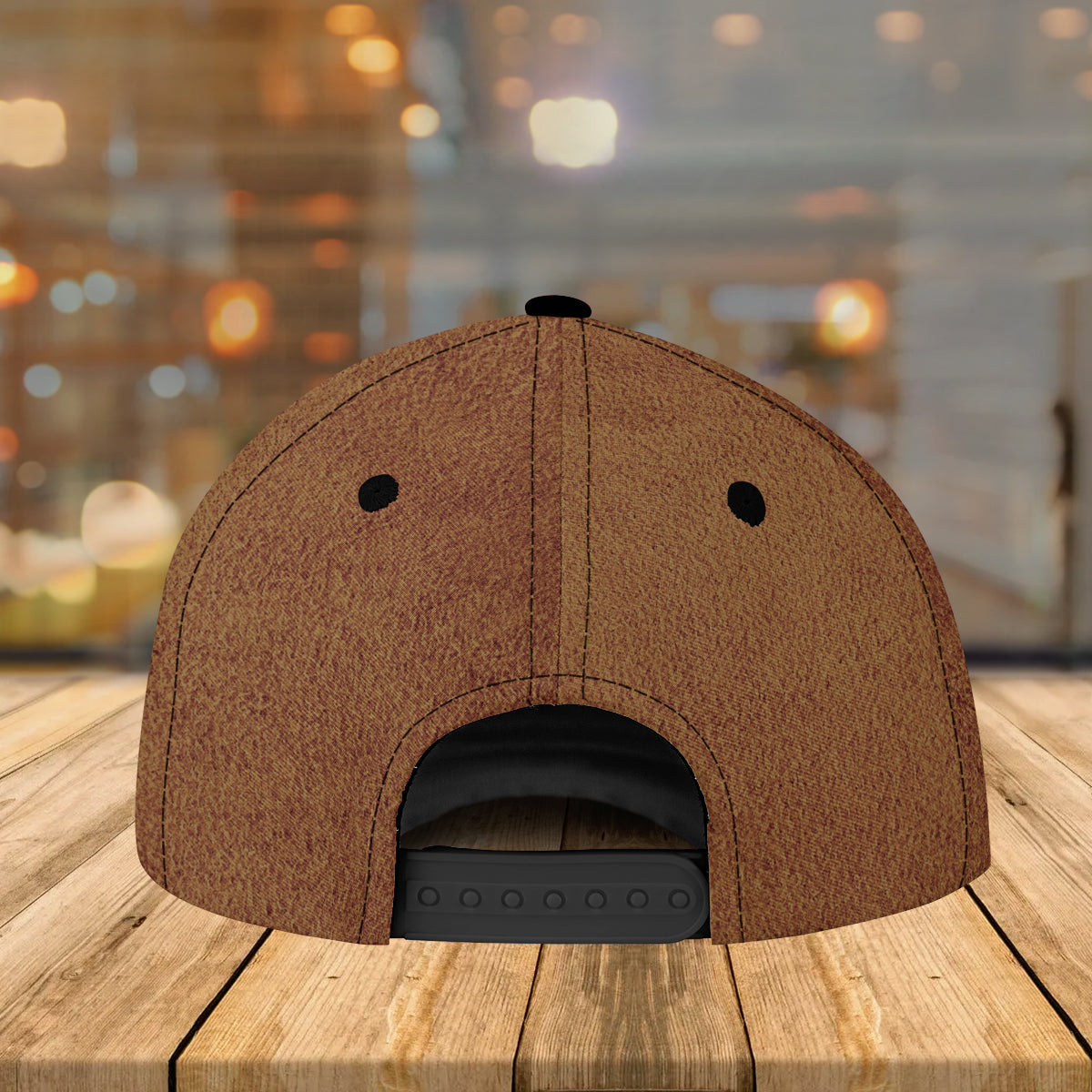 Brown Horse Leather Pattern American Customized Name Cap CA0170