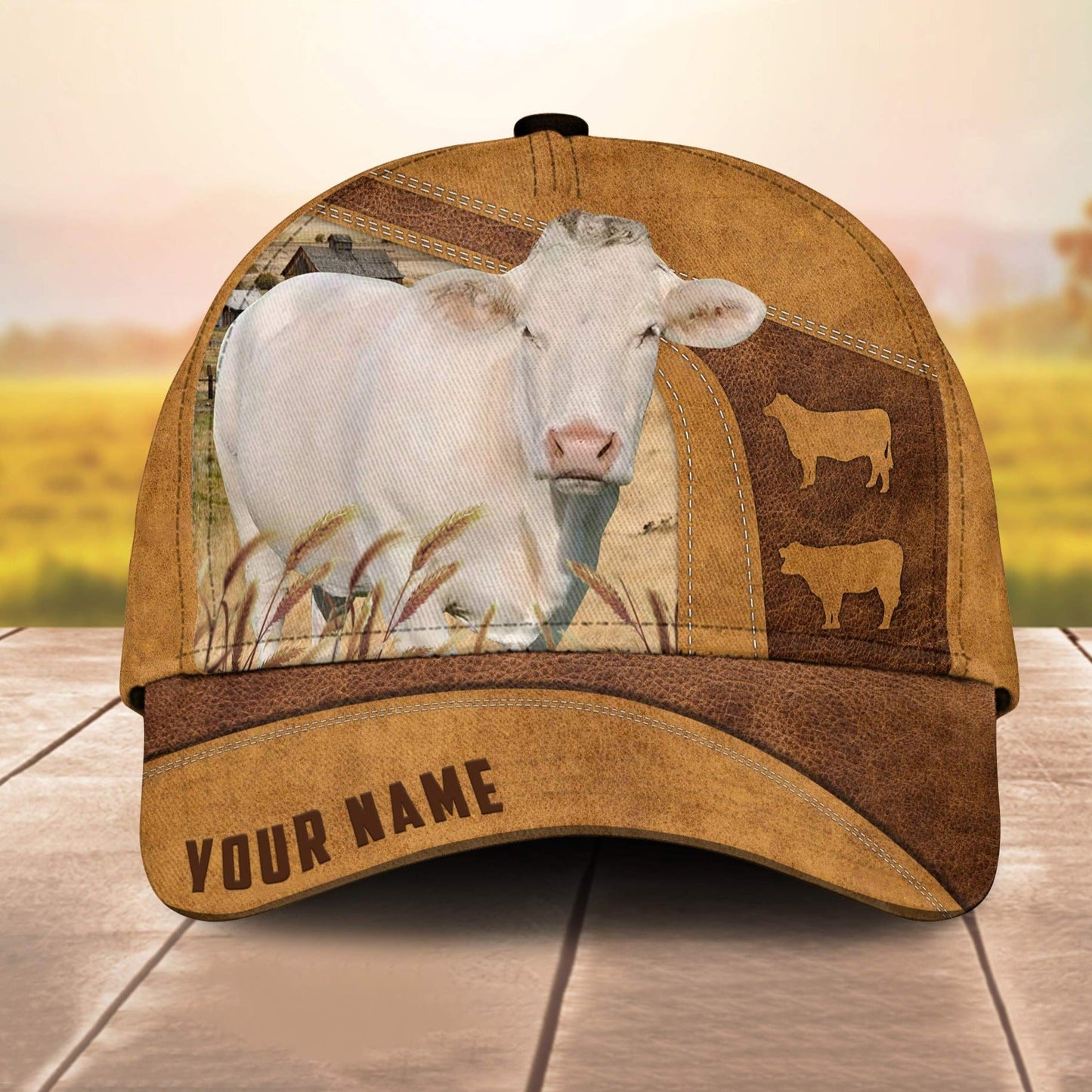 Custom Name Charolais Cale 3D Cap 3D All Over Print Baseball Cap, Cap For Farm Lovers, Animal Cap, Leather Pattern Cap CA2992