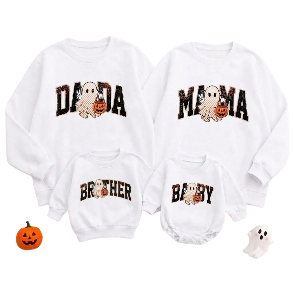 Ghost Dada Mama And Baby Matching Sweatshirts, Halloween Family Sweatshirts ET1564