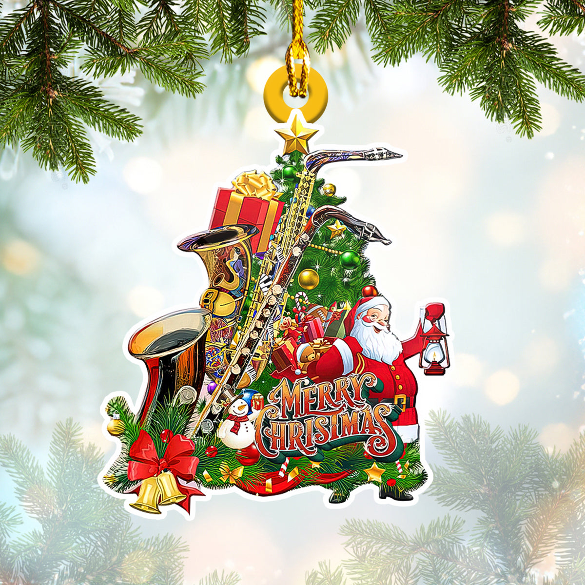 Merry Christmas Trumpet Ornament, Christmas Gift for Musician Player OO1653