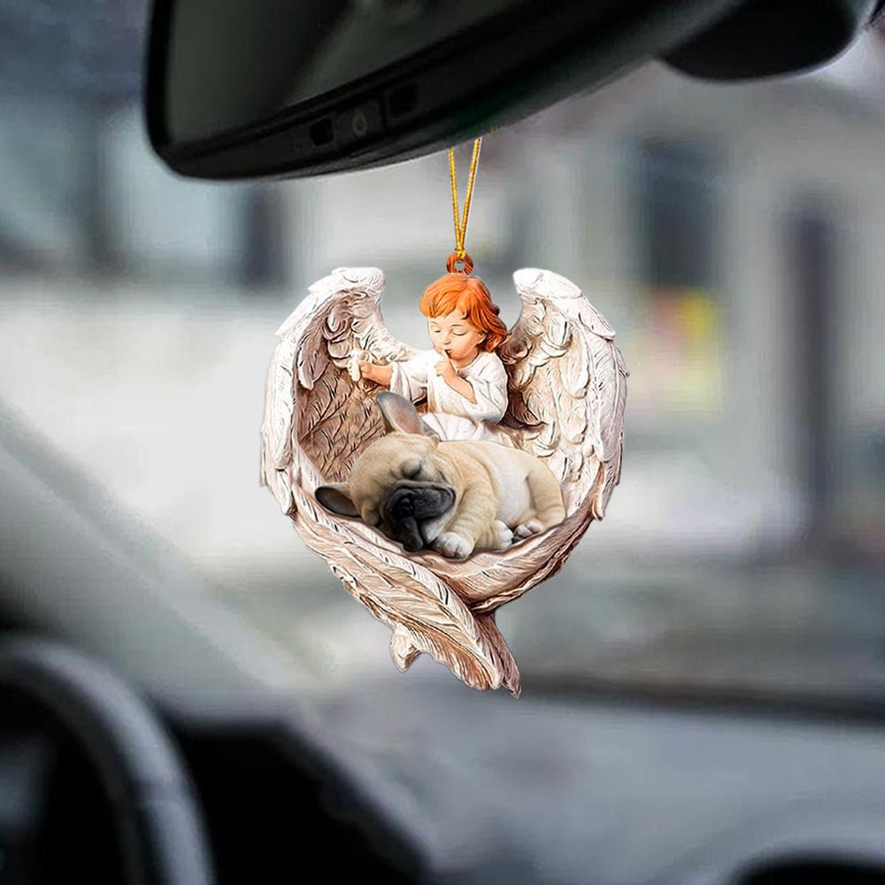 French Bulldog Sleeping Protected By Angel Auto Car Hanging Ornament OO1088
