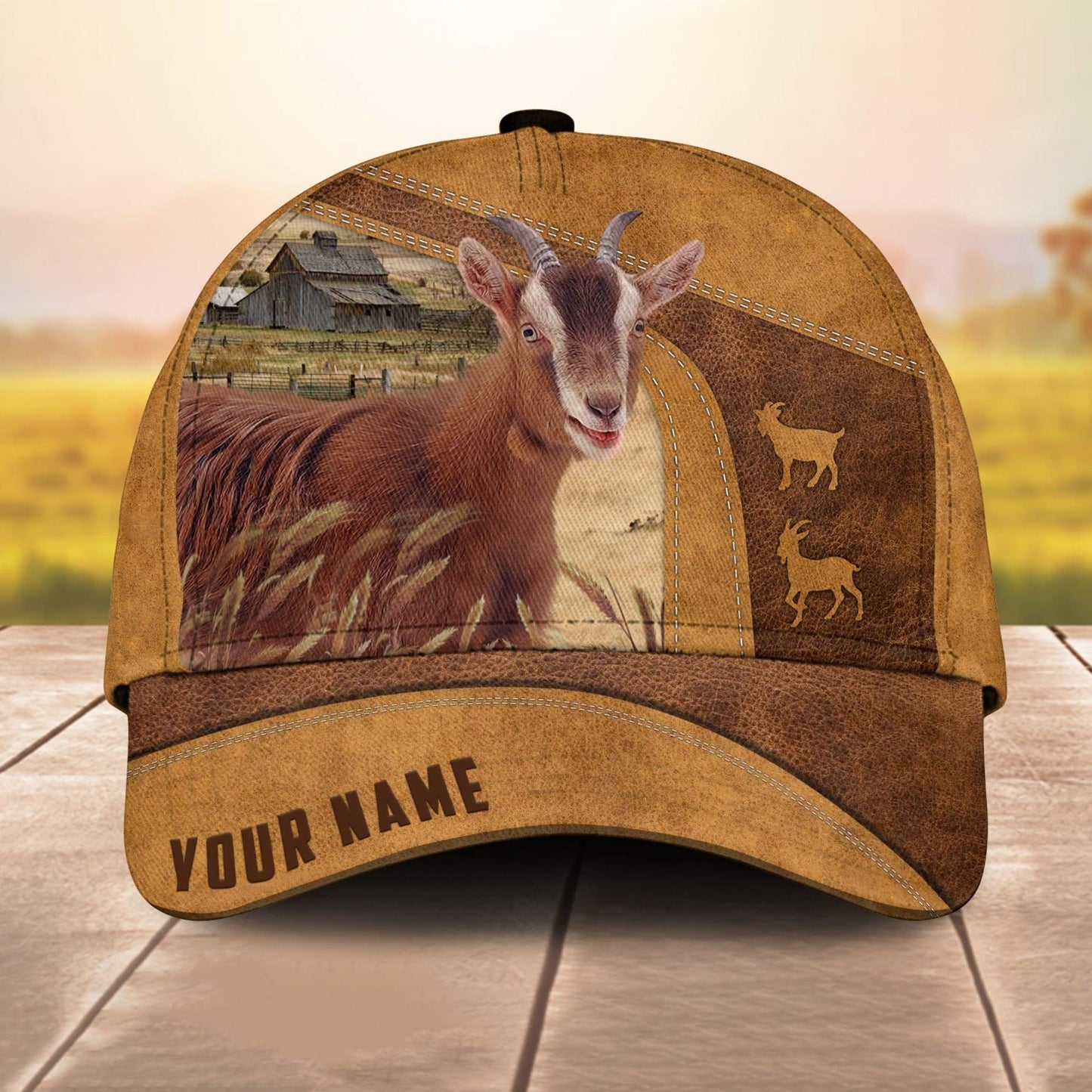 Custom Name Goat 3D Cap 3D All Over Print Baseball Cap, Cap For Farm Lovers, Animal Cap, Leather Pattern Cap CA2995