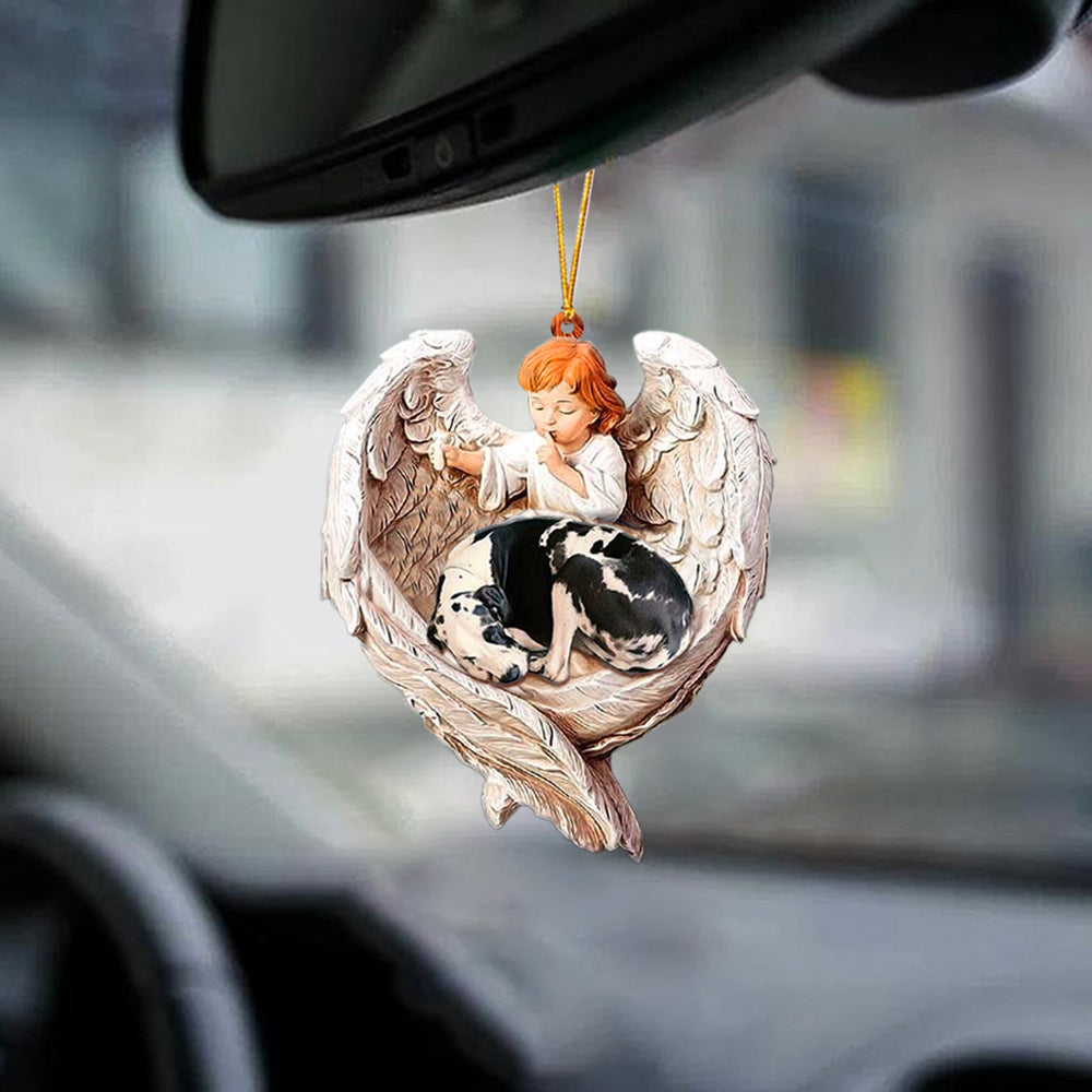 Sleeping Great Dane Protected By Angel Car Hanging Ornament OO1084